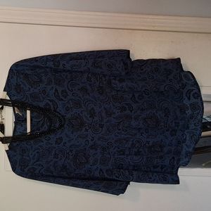 Faded Glory Blue Black women's dress blouse medium